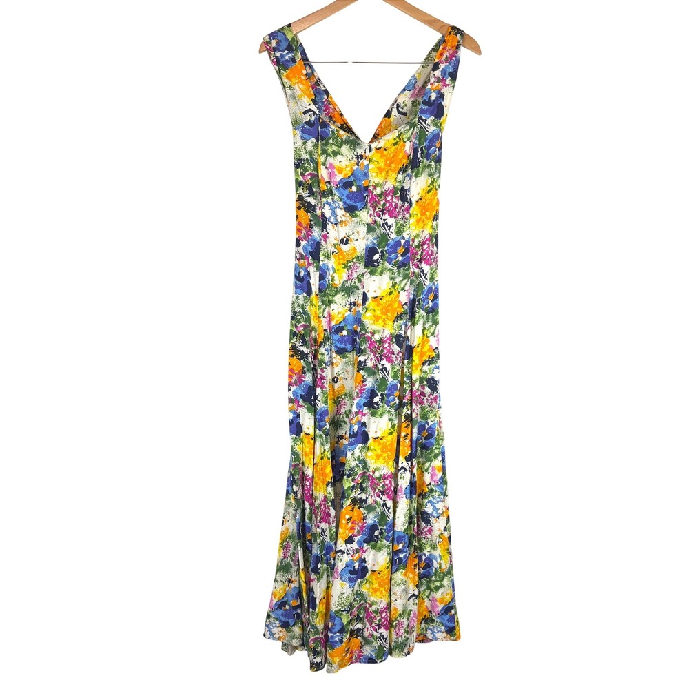 Vintage 90s The‎ Limited Watercolor Floral Maxi Dress V-Back Medium M